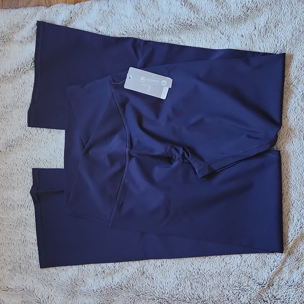 NWT Topyogas leggings navy blue size large spandex stretchy yoga pants
